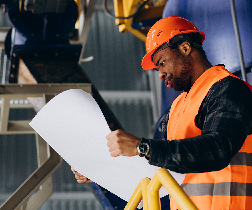 Construction professionals reviewing a project site